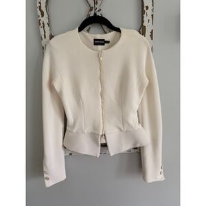 Giorgio Armani Jacket Ivory Silk Blend Peplum Waist Made in Italy Size 6